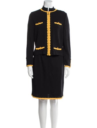 St. John Collection Wool Grosgrain Trim Skirt Set