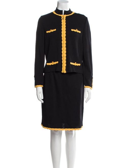 St. John Collection Wool Grosgrain Trim Skirt Set