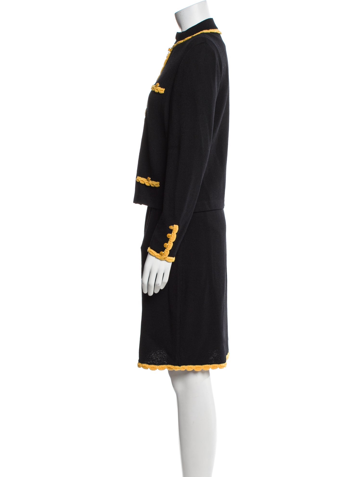 St. John Collection Wool Grosgrain Trim Skirt Set