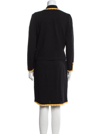 St. John Collection Wool Grosgrain Trim Skirt Set
