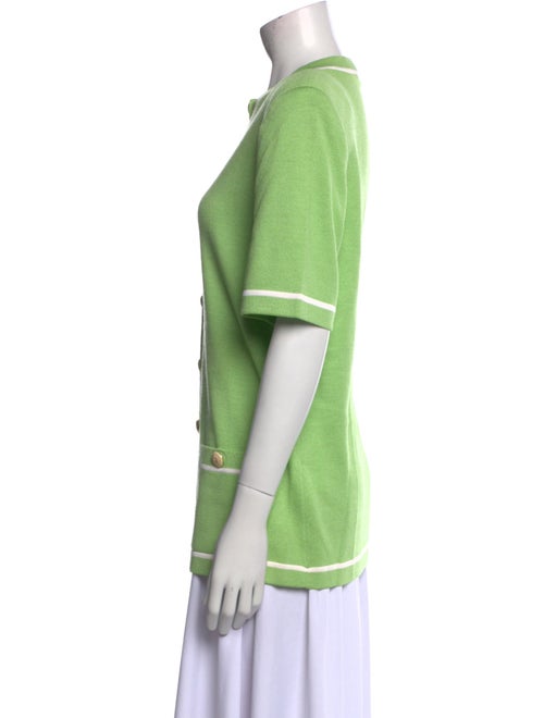 St. John Collection Crew Neck Short Sleeve Button-Up Top