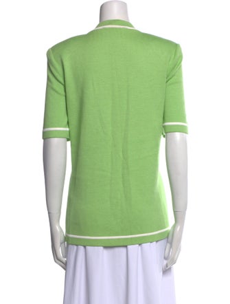 St. John Collection Crew Neck Short Sleeve Button-Up Top