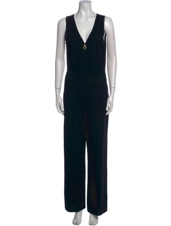 St. John Collection Wool V-Neck Jumpsuit