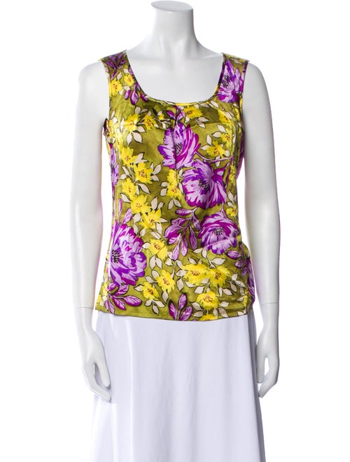 St. John Collection Silk Floral Print Top
