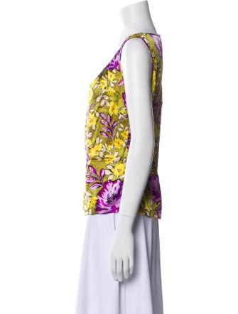 St. John Collection Silk Floral Print Top