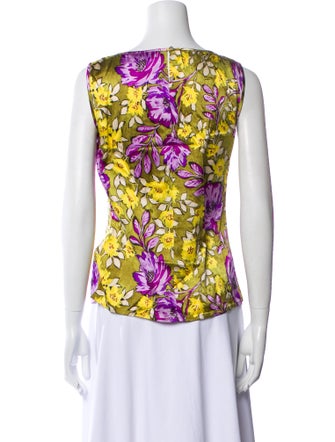 St. John Collection Silk Floral Print Top