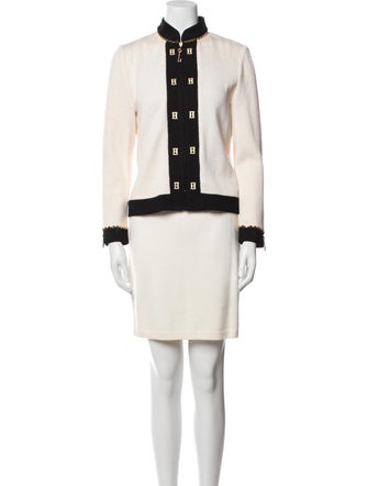 St. John Collection Wool Colorblock Pattern Skirt Set