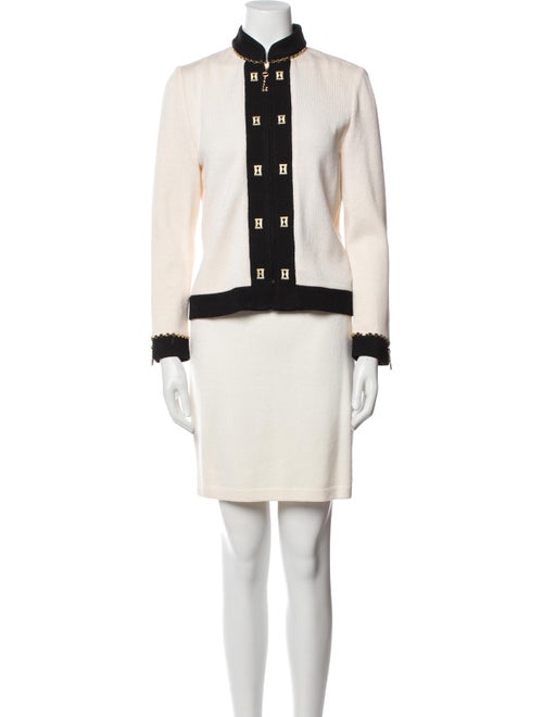 St. John Collection Wool Colorblock Pattern Skirt Set