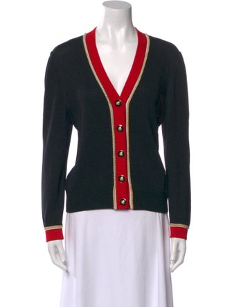 St. John Collection Colorblock Pattern V-Neck Sweater