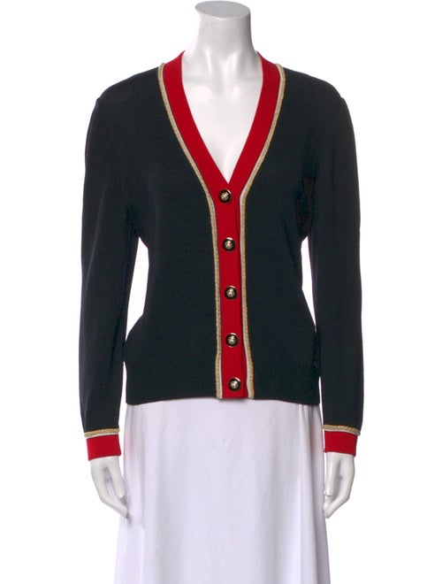 St. John Collection Colorblock Pattern V-Neck Sweater