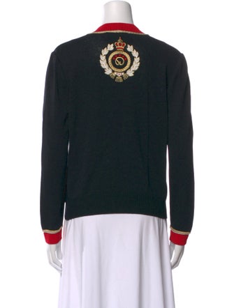 St. John Collection Colorblock Pattern V-Neck Sweater