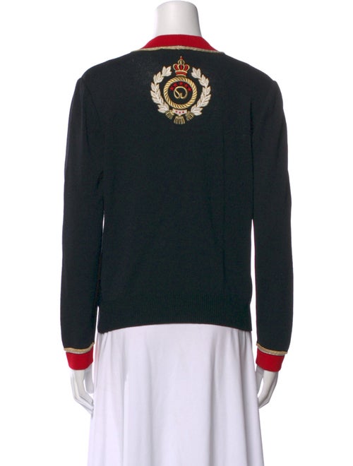 St. John Collection Colorblock Pattern V-Neck Sweater