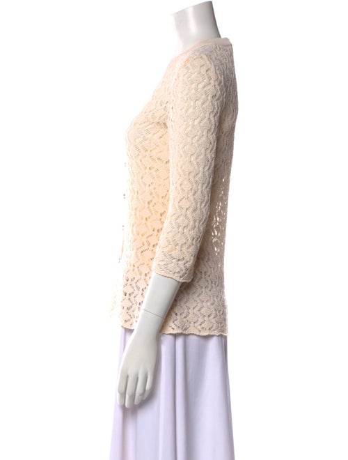 St. John Collection Lace Pattern V-Neck Top
