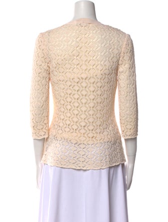 St. John Collection Lace Pattern V-Neck Top