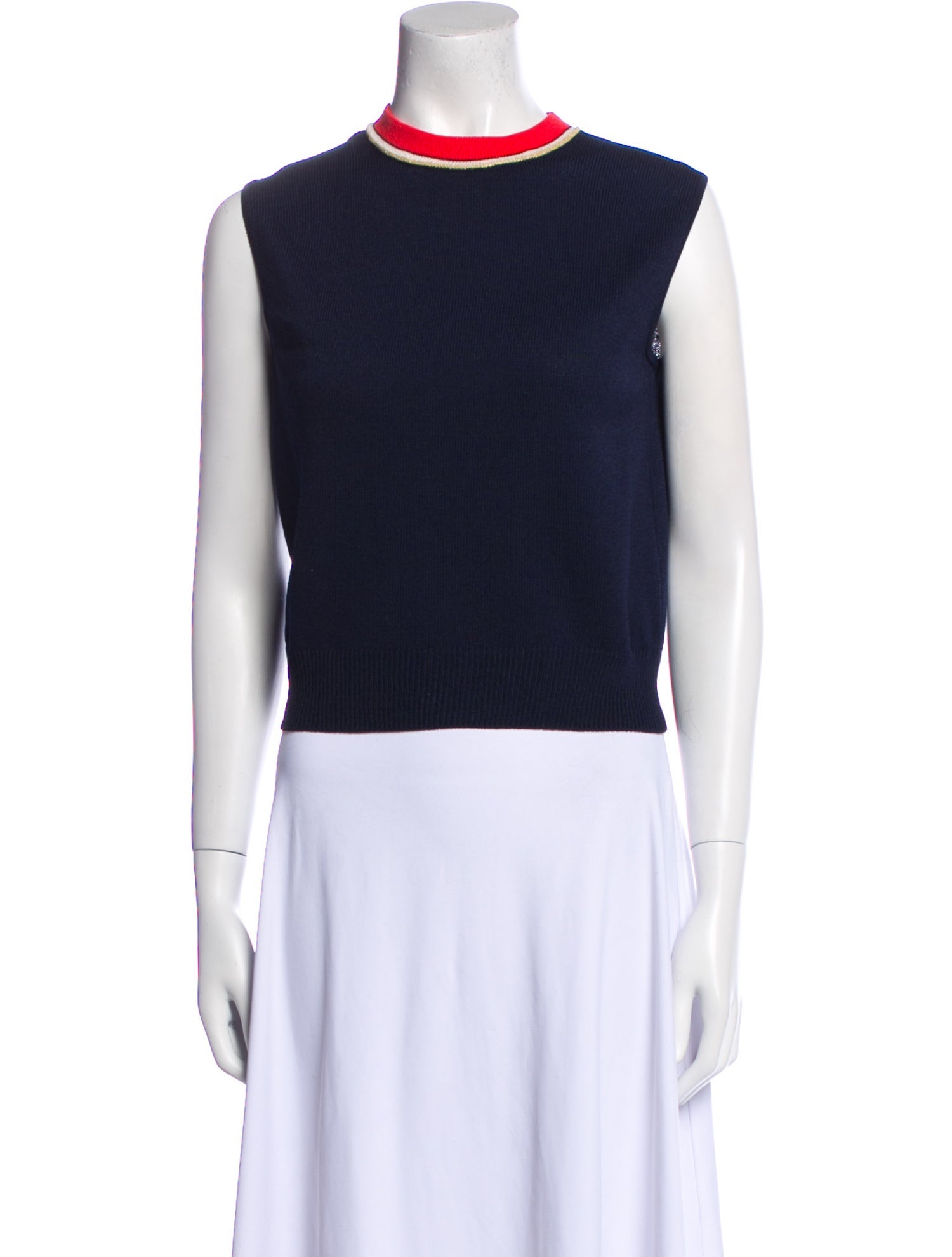 St. John Collection Mock Neck Sleeveless Crop Top