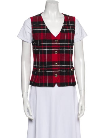 St. John Collection Plaid Print Vest