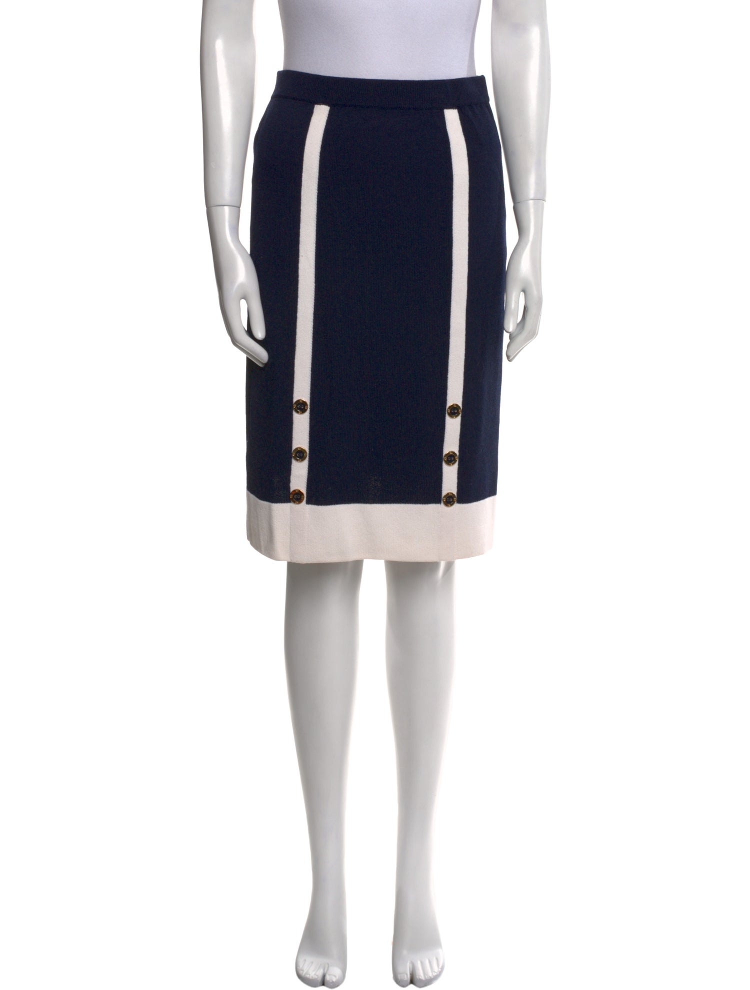 St. John Collection Striped Knee-Length Skirt