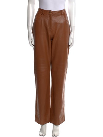 St. John Collection Leather Straight Leg Pants