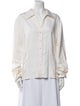 St. John Collection Silk Long Sleeve Button-Up Top