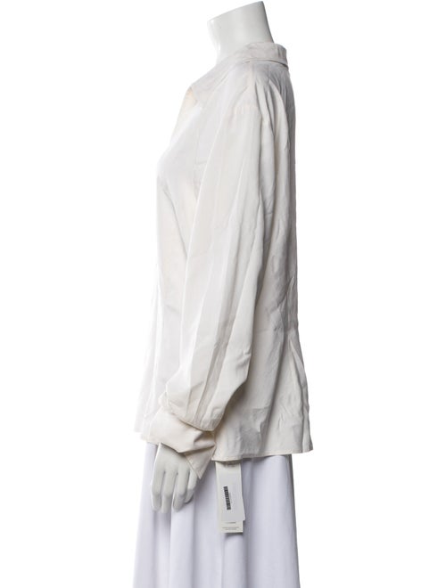 St. John Collection Silk Long Sleeve Button-Up Top