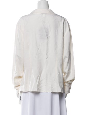 St. John Collection Silk Long Sleeve Button-Up Top