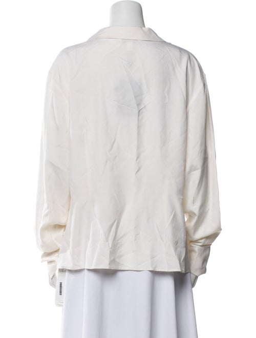 St. John Collection Silk Long Sleeve Button-Up Top
