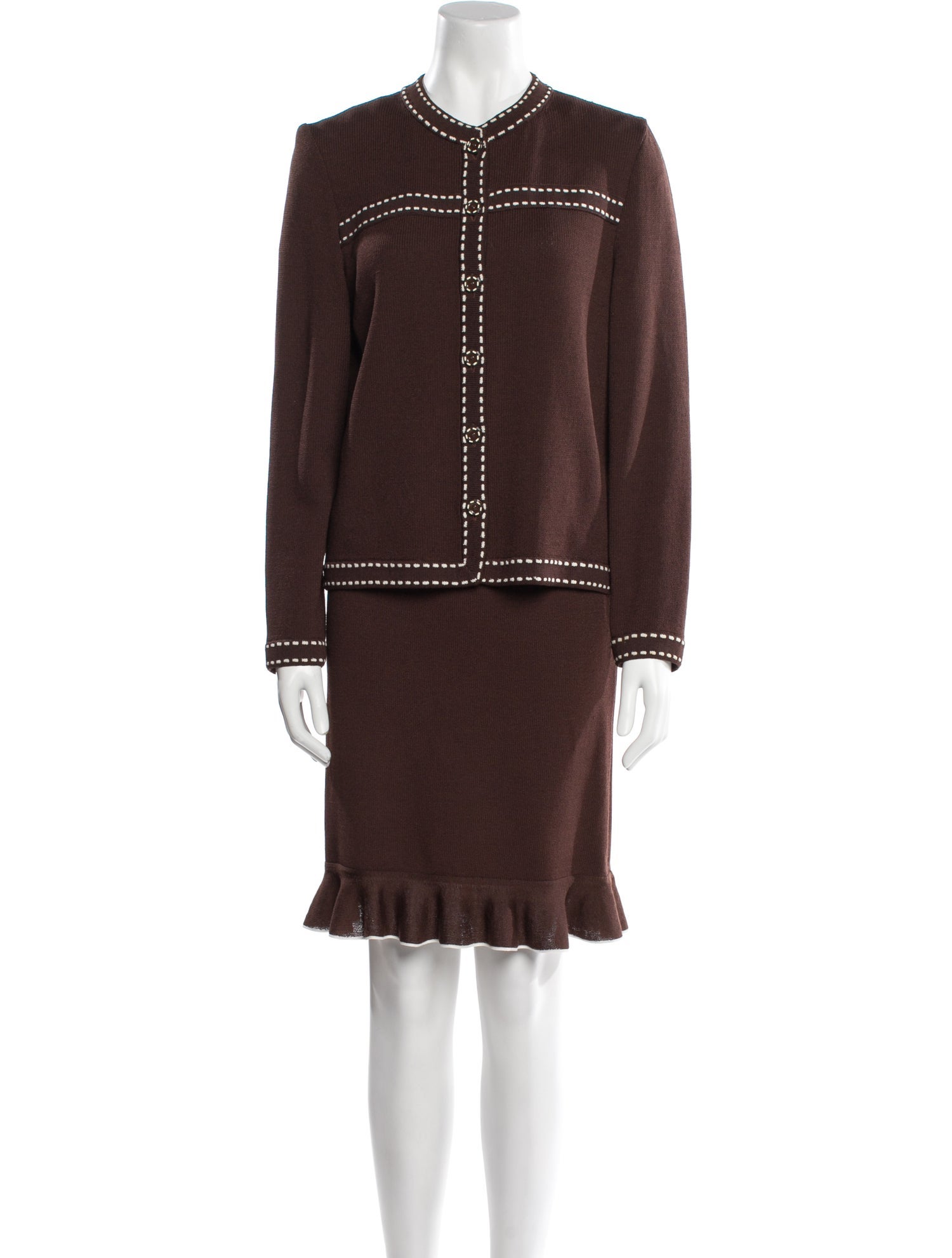 St. John Collection Printed Ruffle Embellishment Skirt Set