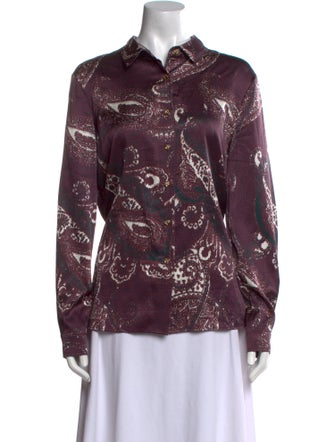 St. John Collection Silk Printed Button-Up Top