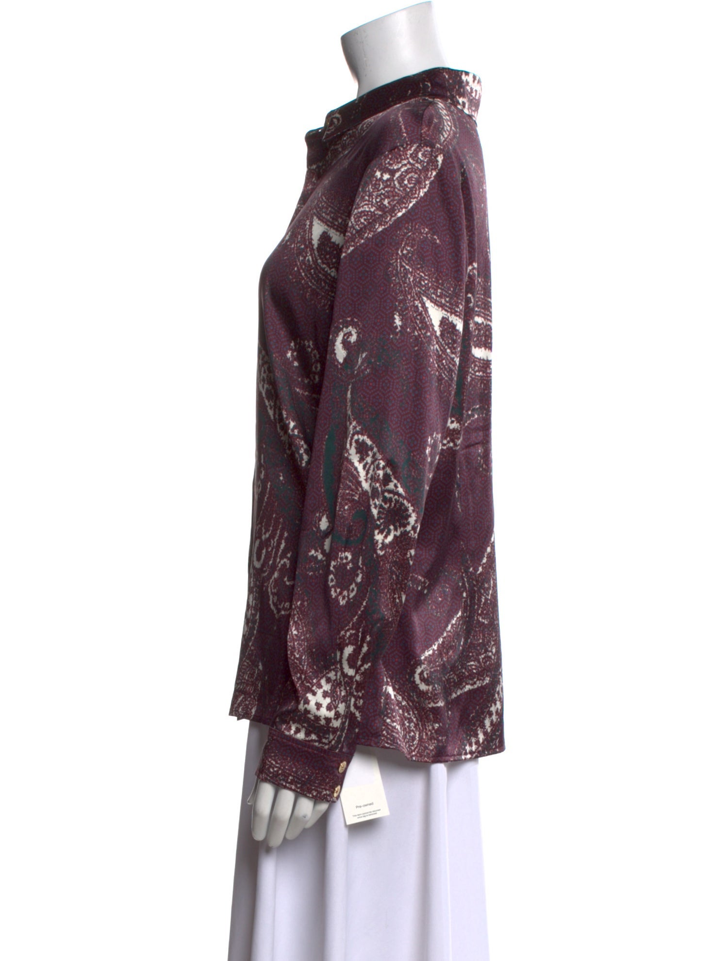 St. John Collection Silk Printed Button-Up Top