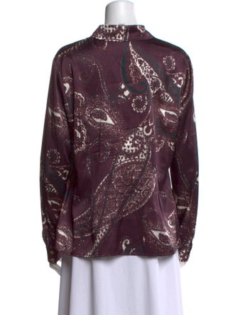 St. John Collection Silk Printed Button-Up Top