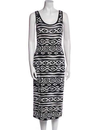 St. John Collection Printed Midi Length Dress