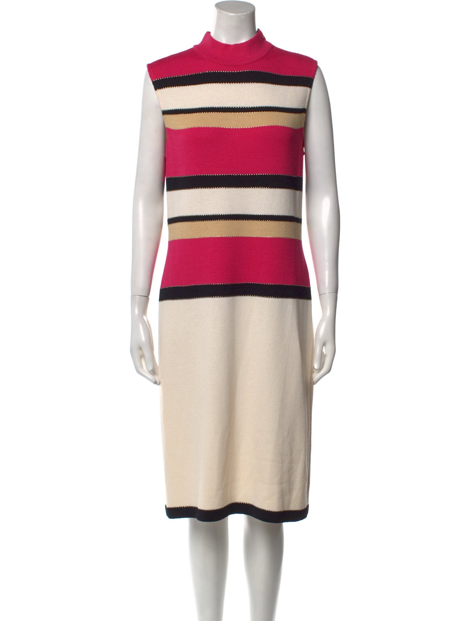 St. John Collection Striped Midi Length Dress