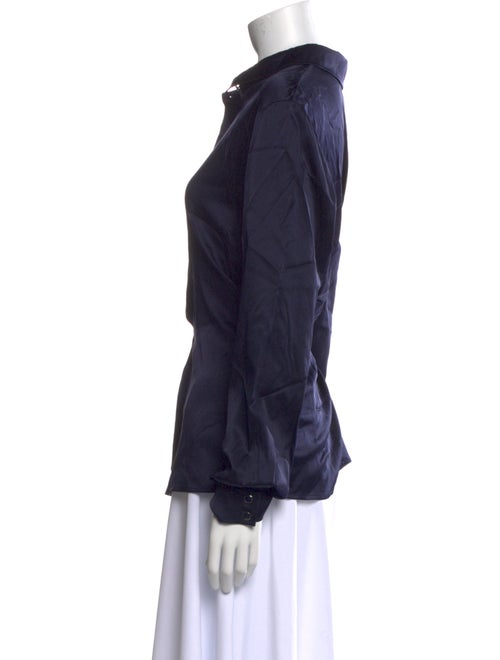 St. John Collection Silk Long Sleeve Button-Up Top