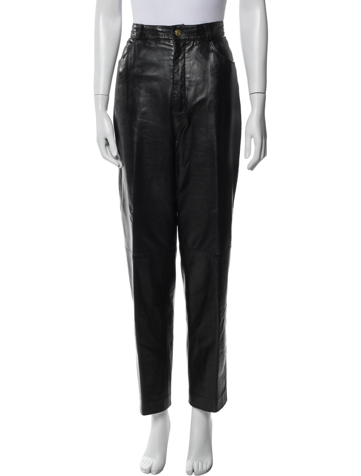 St. John Collection Leather Straight Leg Pants