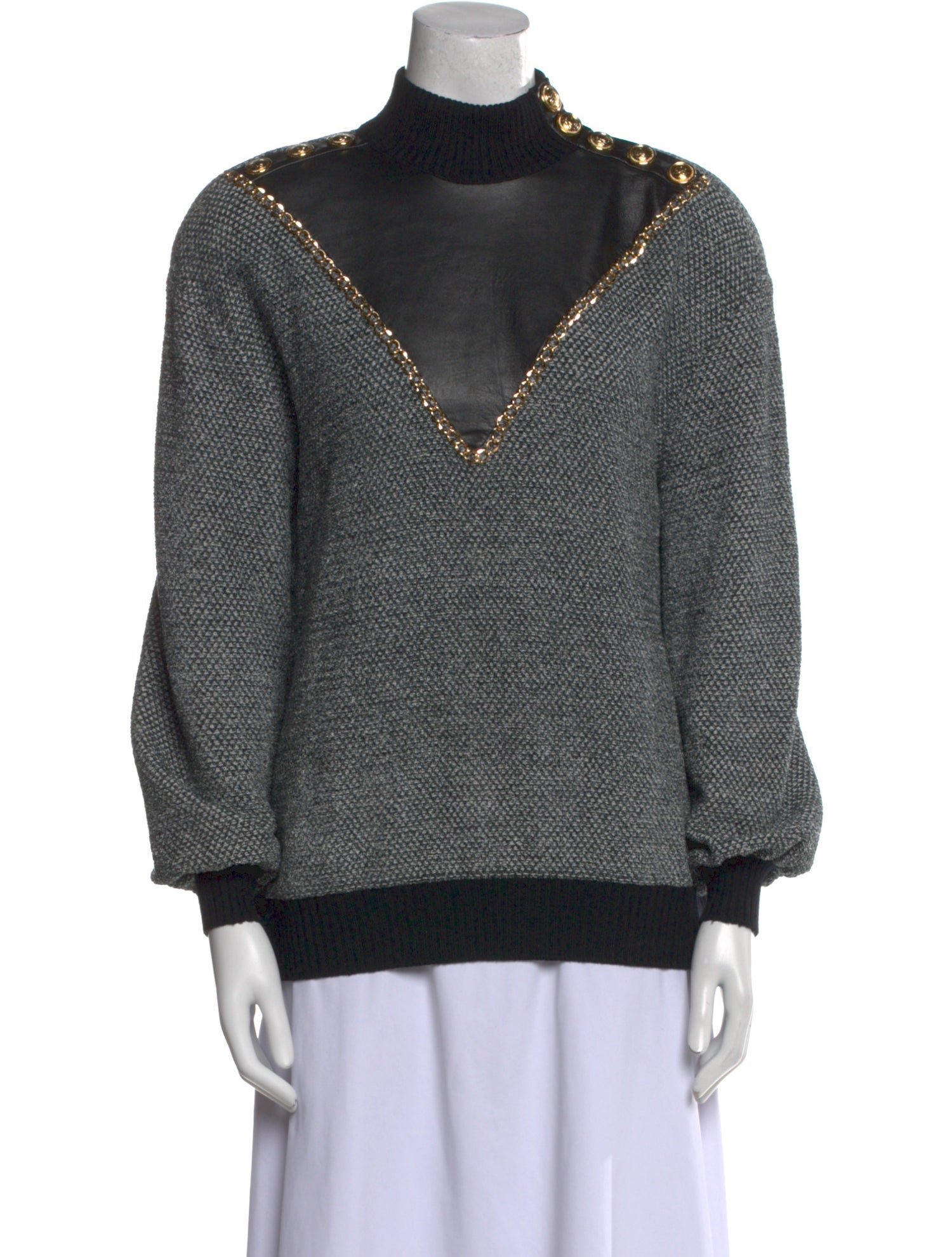 St. John Collection Wool Colorblock Pattern Sweatshirt