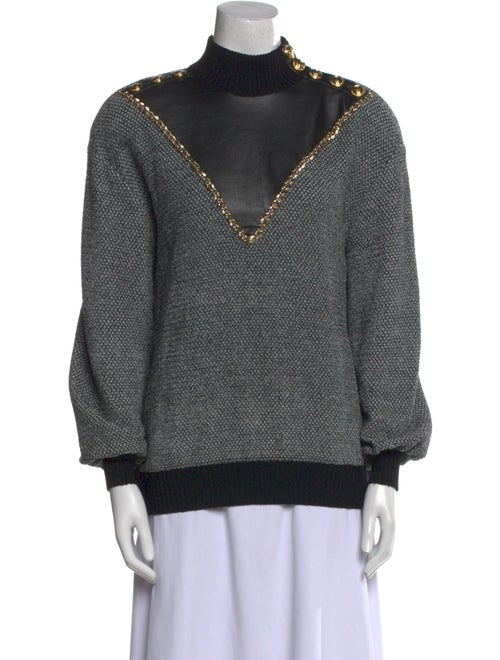 St. John Collection Wool Colorblock Pattern Sweatshirt
