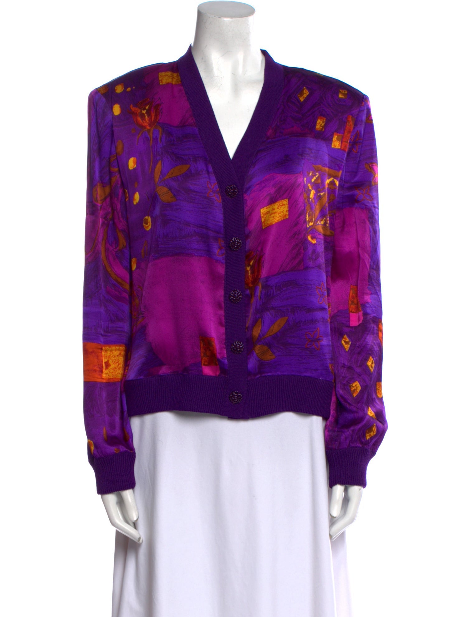 St. John Collection Printed V-Neck Sweater