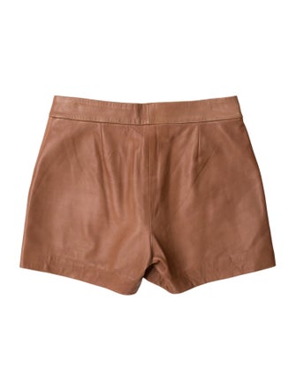 St. John Collection Lamb Leather Mini Shorts