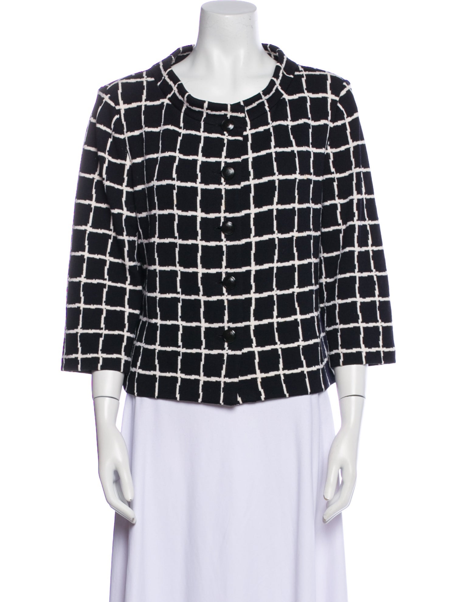 St. John Collection Wool Plaid Print Jacket