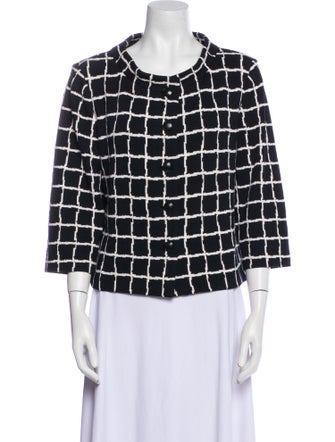 St. John Collection Wool Plaid Print Jacket