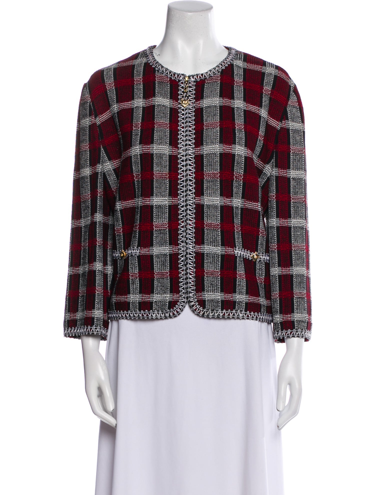 St. John Collection Plaid Print Evening Jacket