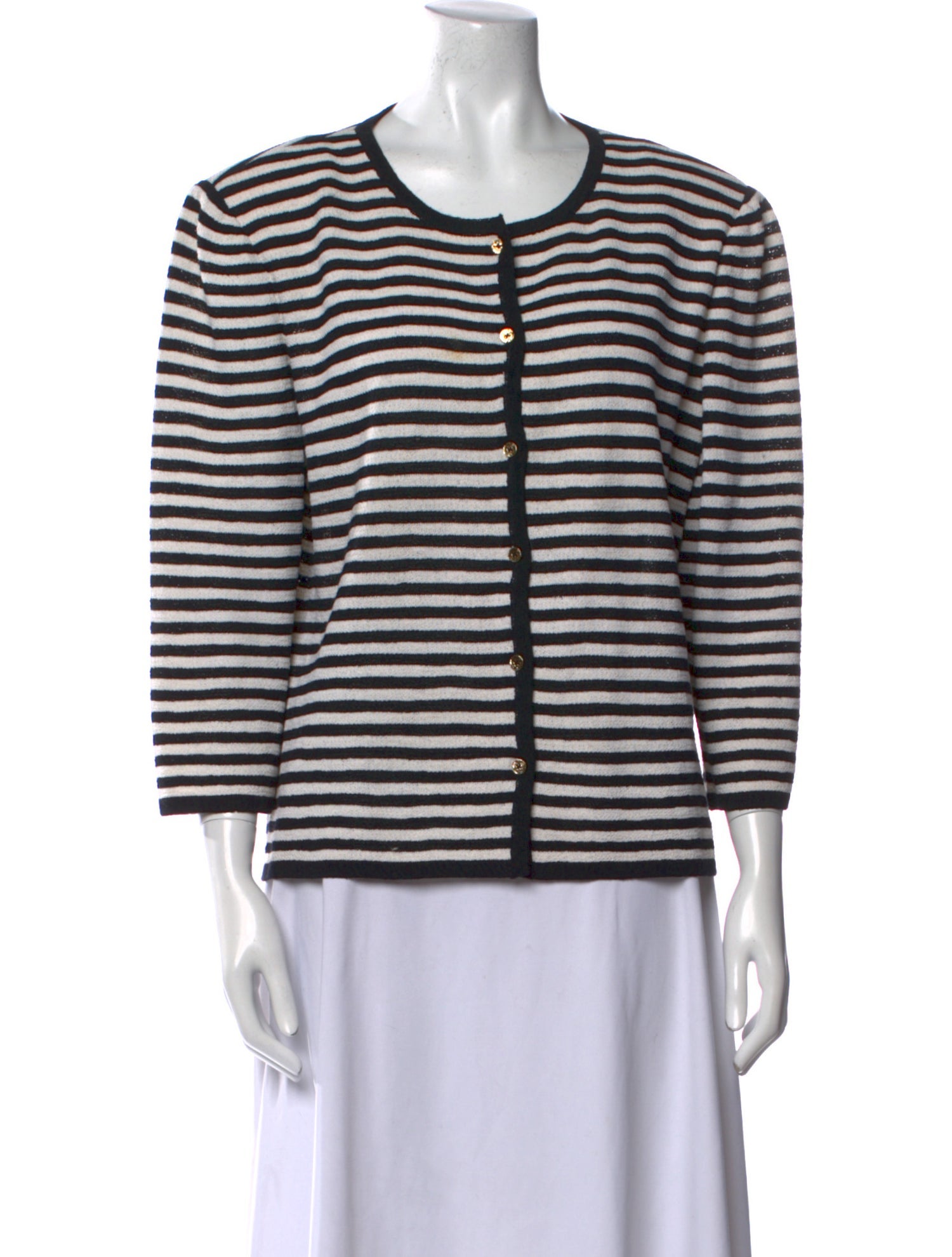 St. John Collection Striped Crew Neck Top