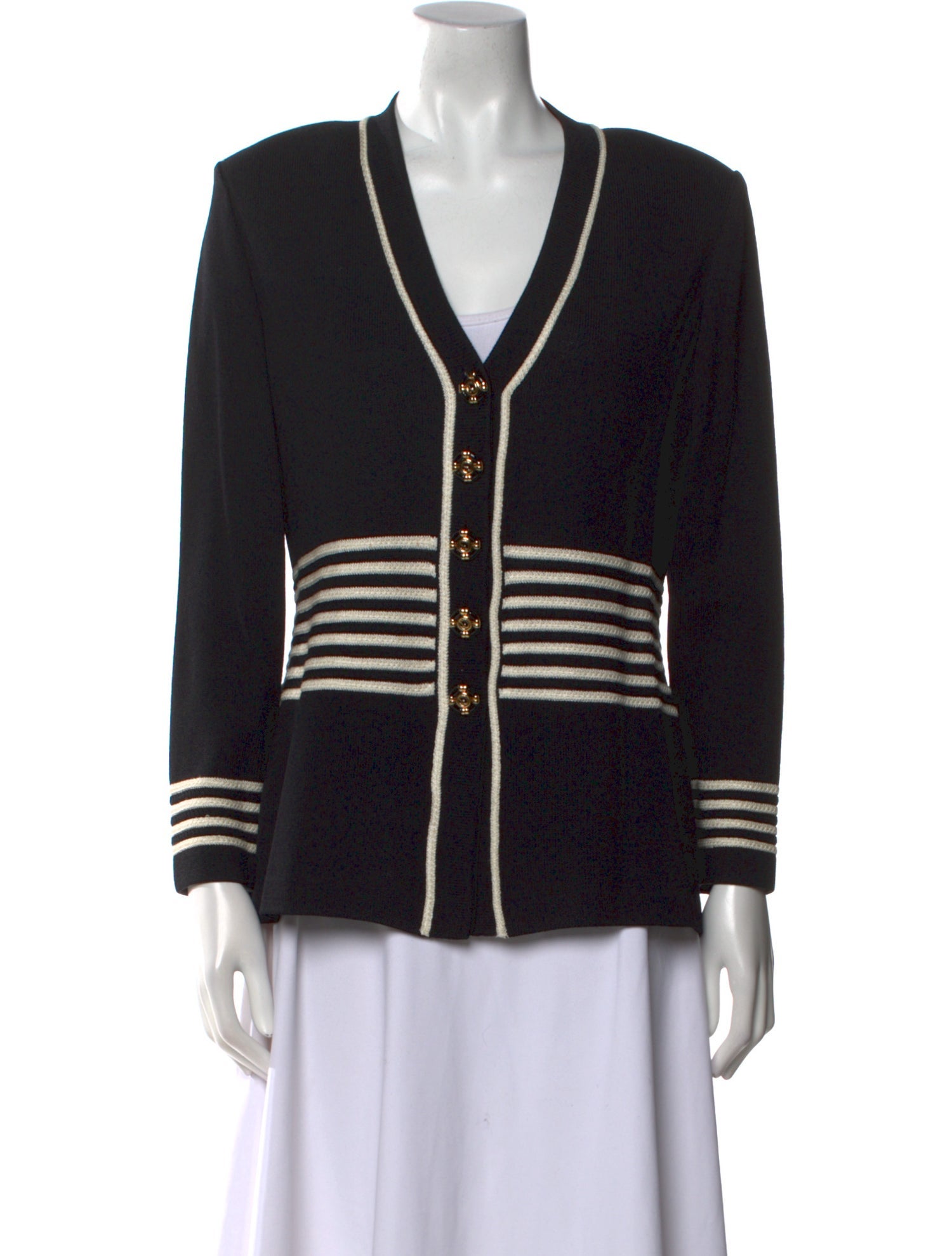 St. John Collection Striped V-Neck Sweater