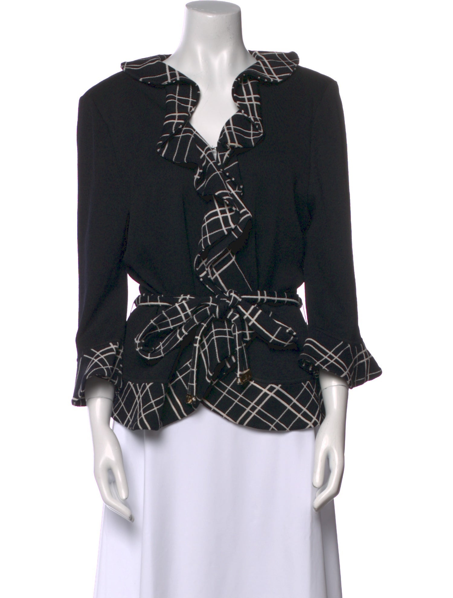 St. John Collection Printed V-Neck Sweater