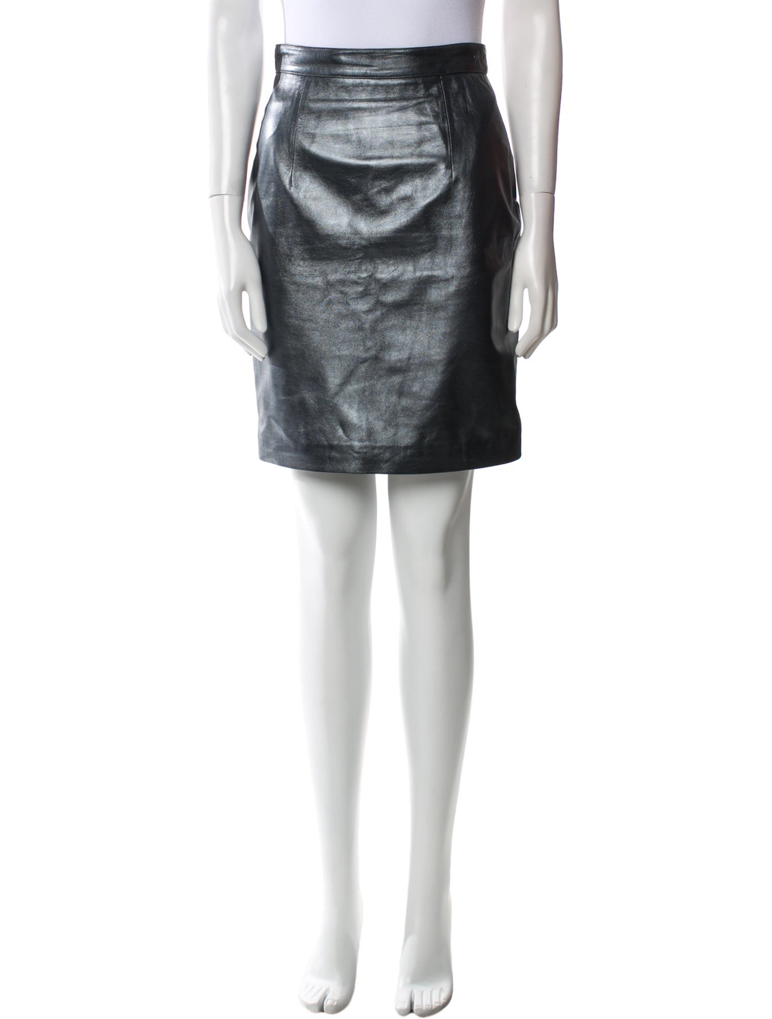 St. John Collection Leather Knee-Length Skirt