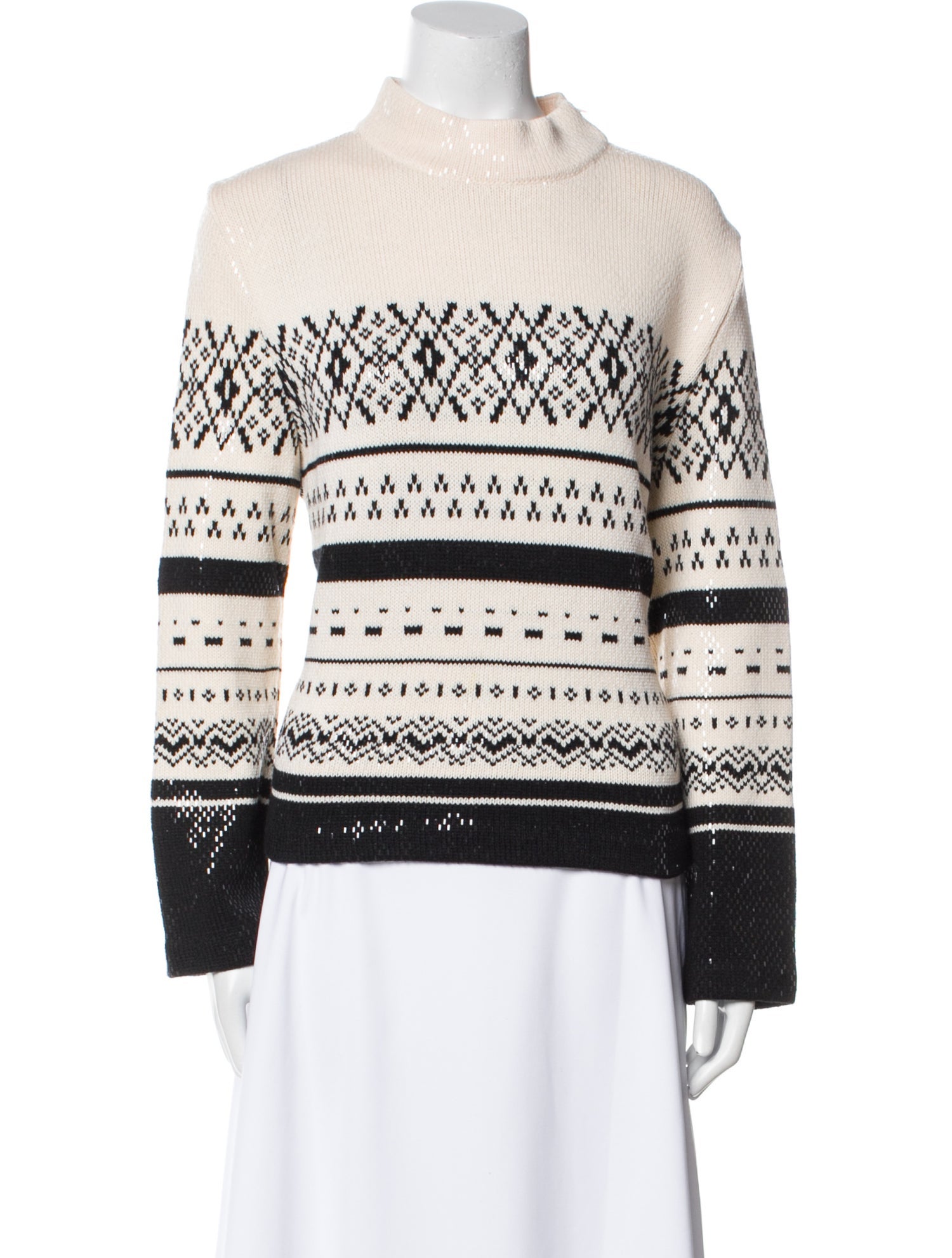 St. John Collection Striped Mock Neck Sweater