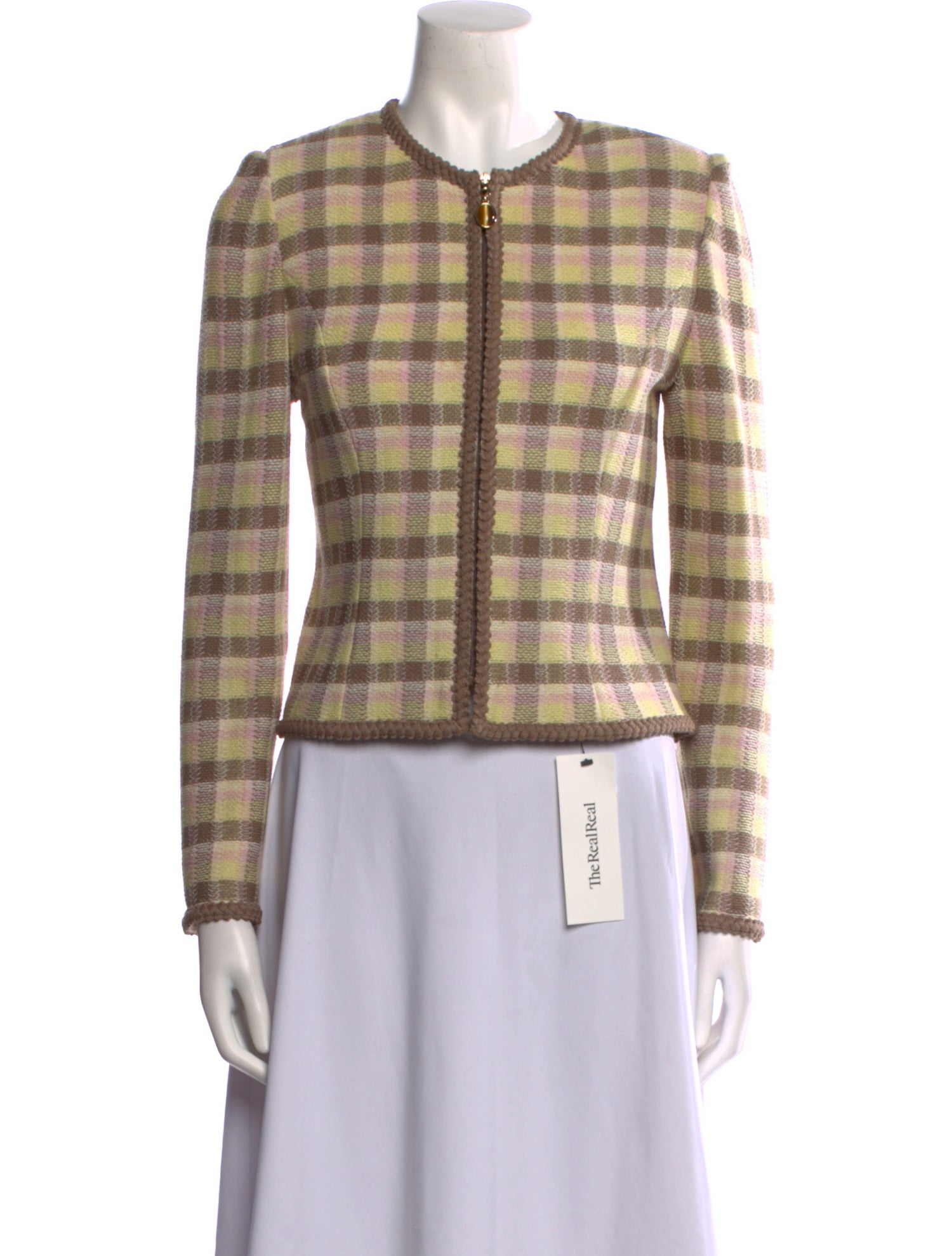 St. John Collection Wool Plaid Print Sweater