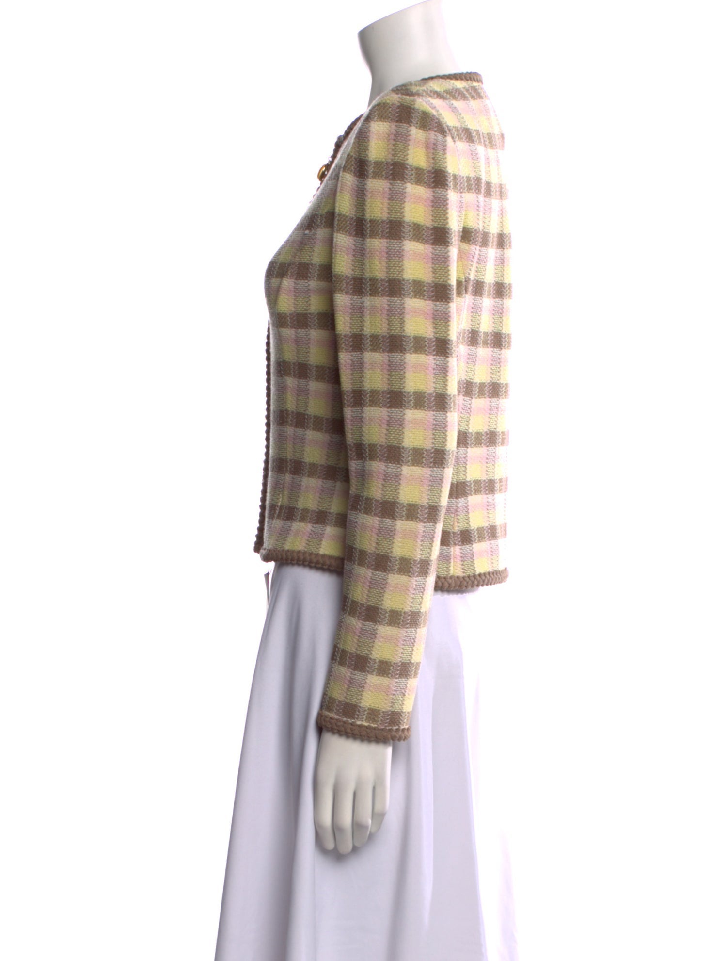 St. John Collection Wool Plaid Print Sweater