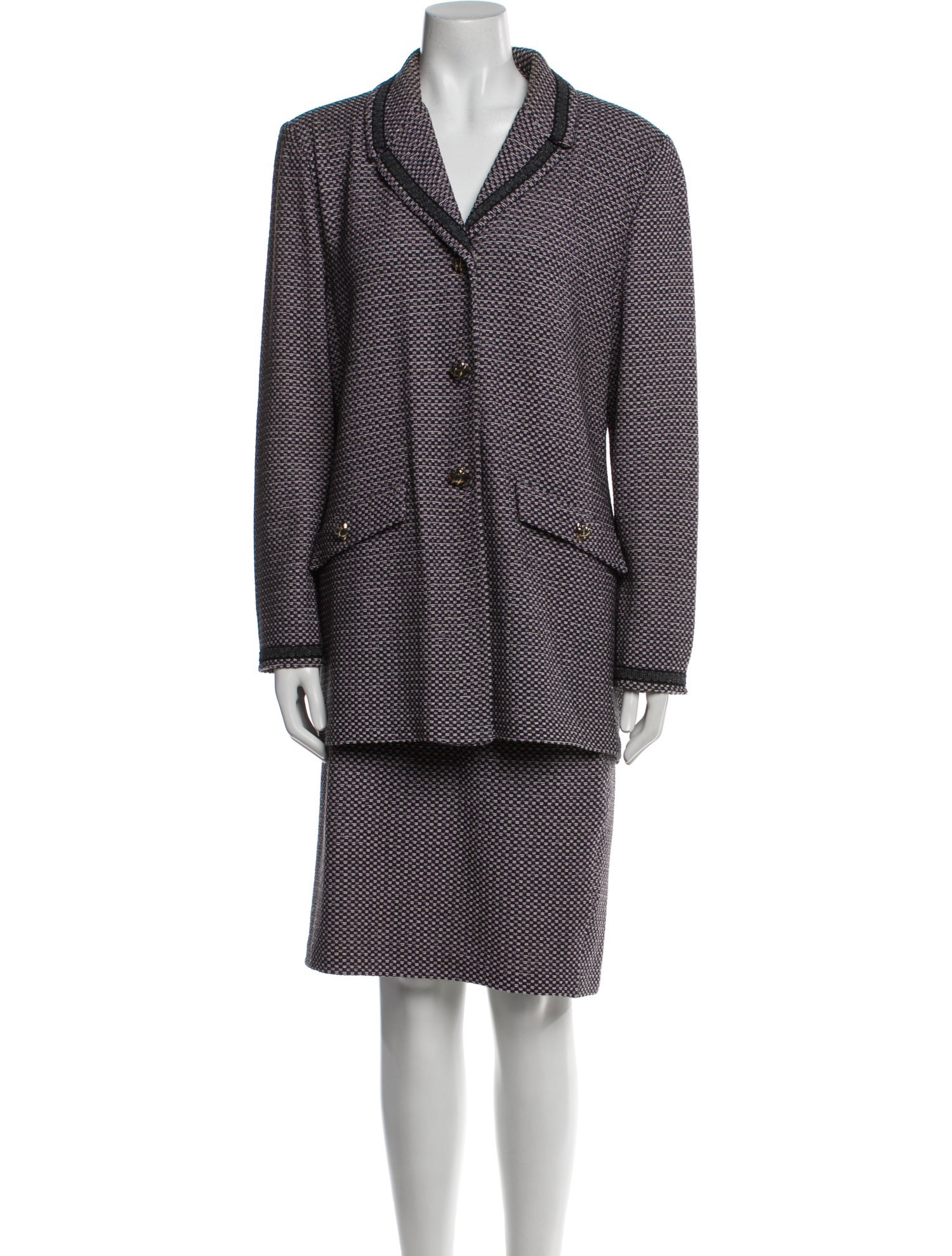St. John Collection Tweed Pattern Skirt Suit