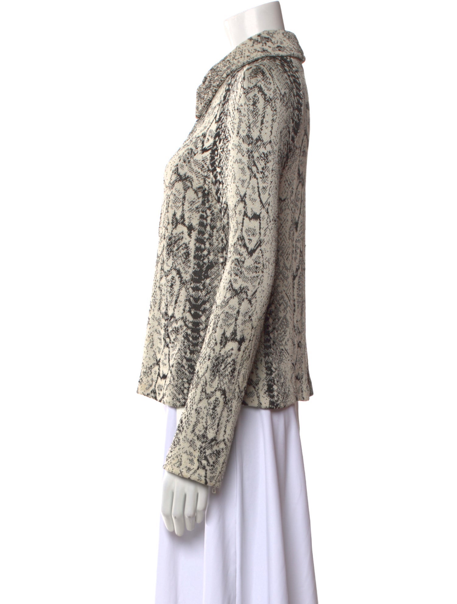 St. John Collection Animal Print Long Sleeve Button-Up Top